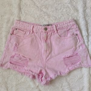 Pink Denim Shorts